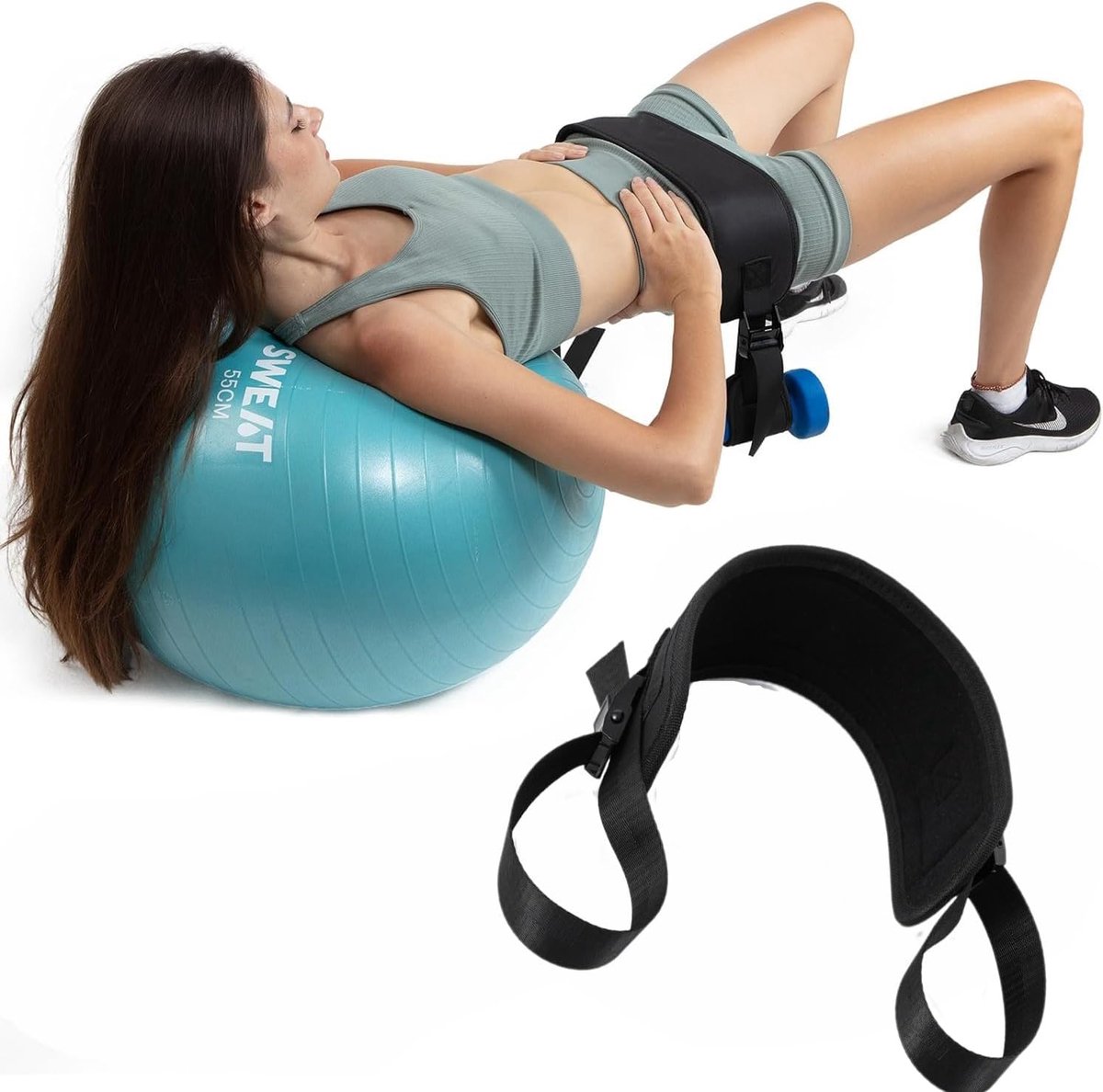 Gewichtsgordel Trainer - Pilates Riem - Bilspier Training - Antislip Ontwerp - Universeel - Zwart