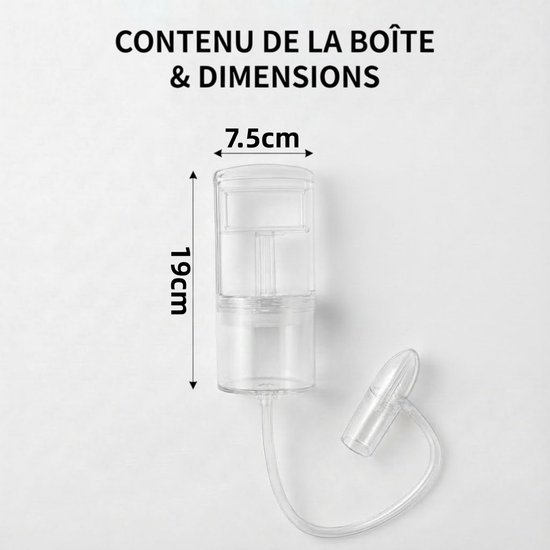 Baby's neusaspirator - Slijm neusreiniger - Neusdrainage hulpmiddel - Vacuümhandvat met onderdruk - Handmatige neusholtereinigingspomp - Verlicht neusverstopping - Anti reflux ontwerp - voor baby's, kinderen, volwassenen (Transparant - 7,5*19 cm) — afbeelding 2