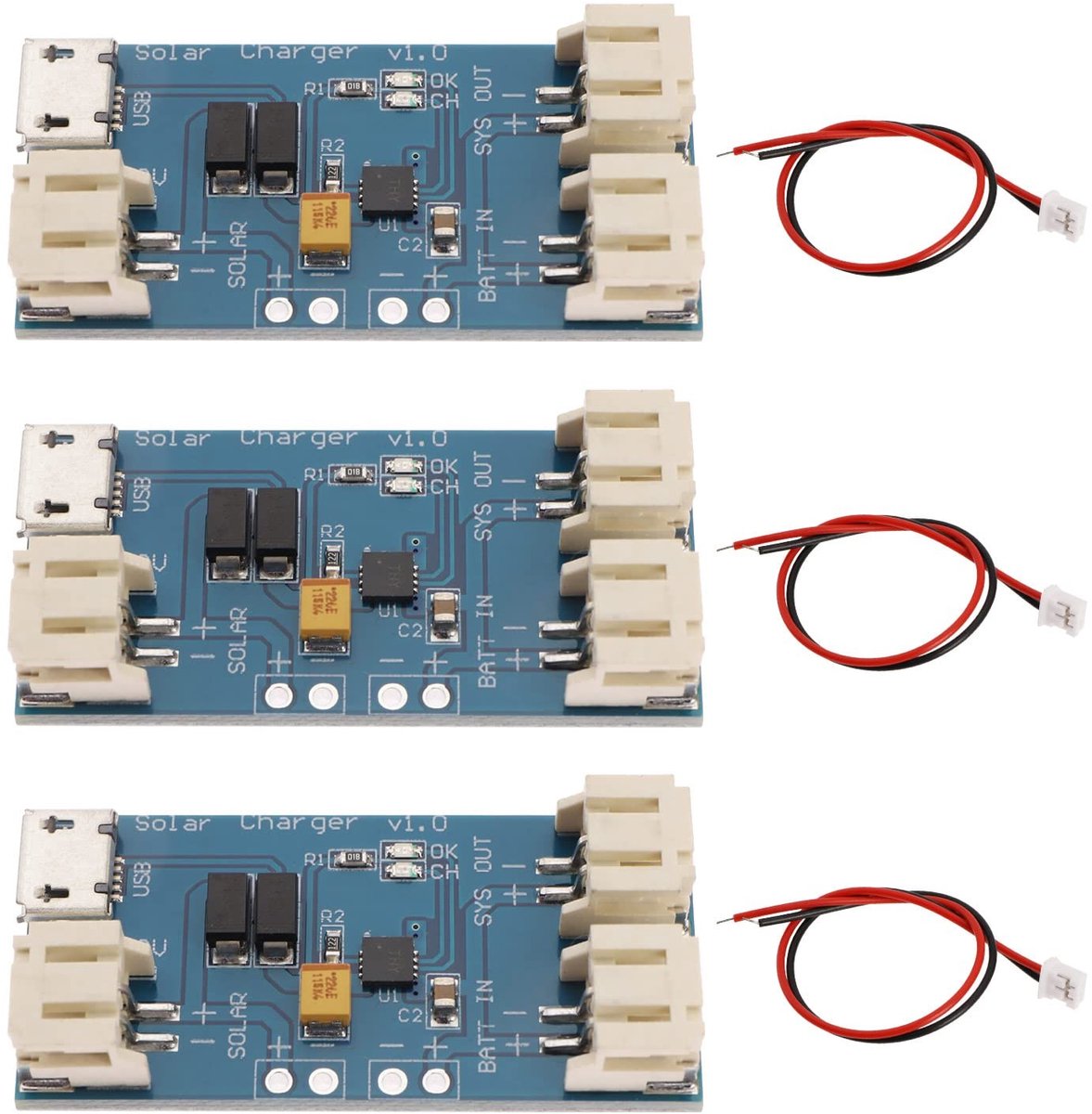 Dailygoods - Dailygoody - Mini-zonne-oplader - LiPo-oplader - Compact formaat - 500 mA - Micro-USB - Ideaal voor kleine projecten - 3 stuks
