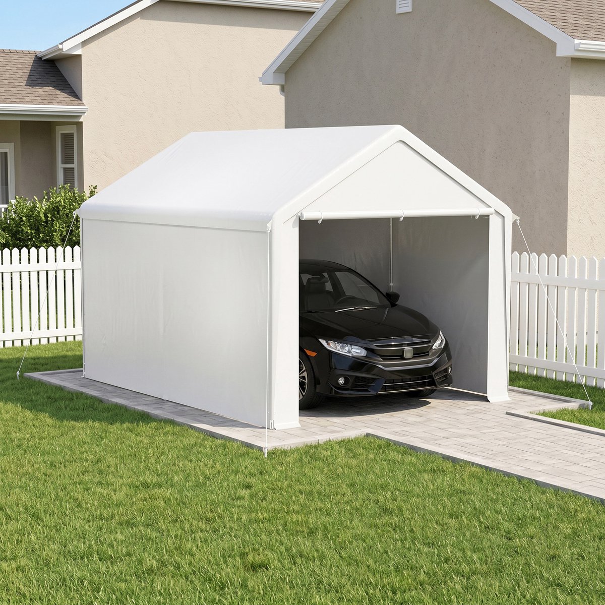 ACXIN Zeltgarage - Carport Tent - Weerbestendige Garage - PE Zeil & Stalen Frame - 3x4m - Wit