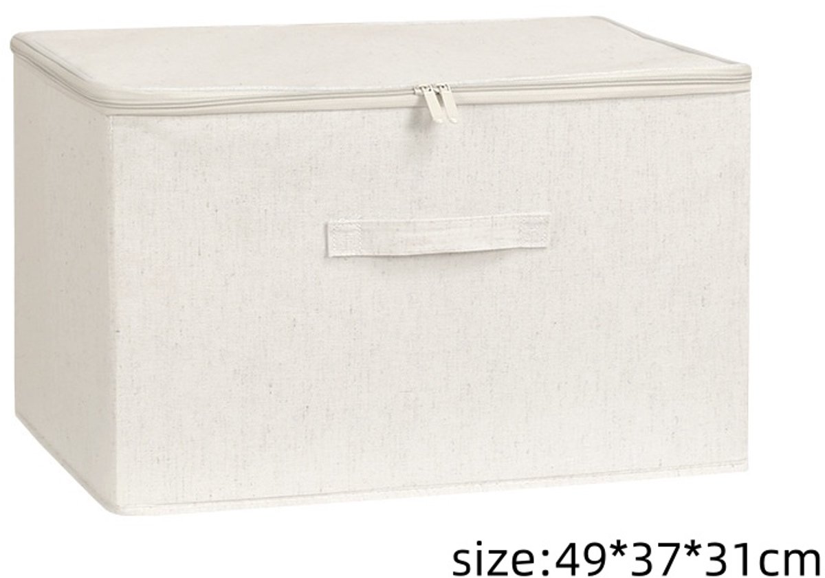 Ruime Opbergdoos van Katoen-Linnen - 49*37*31cm – Met Zachte Deksel en Handige Handgreep, Eenvoudig Op te Vouwen en Te Wassen, Perfect voor Slaapkamer, Kast en Kinderkamer