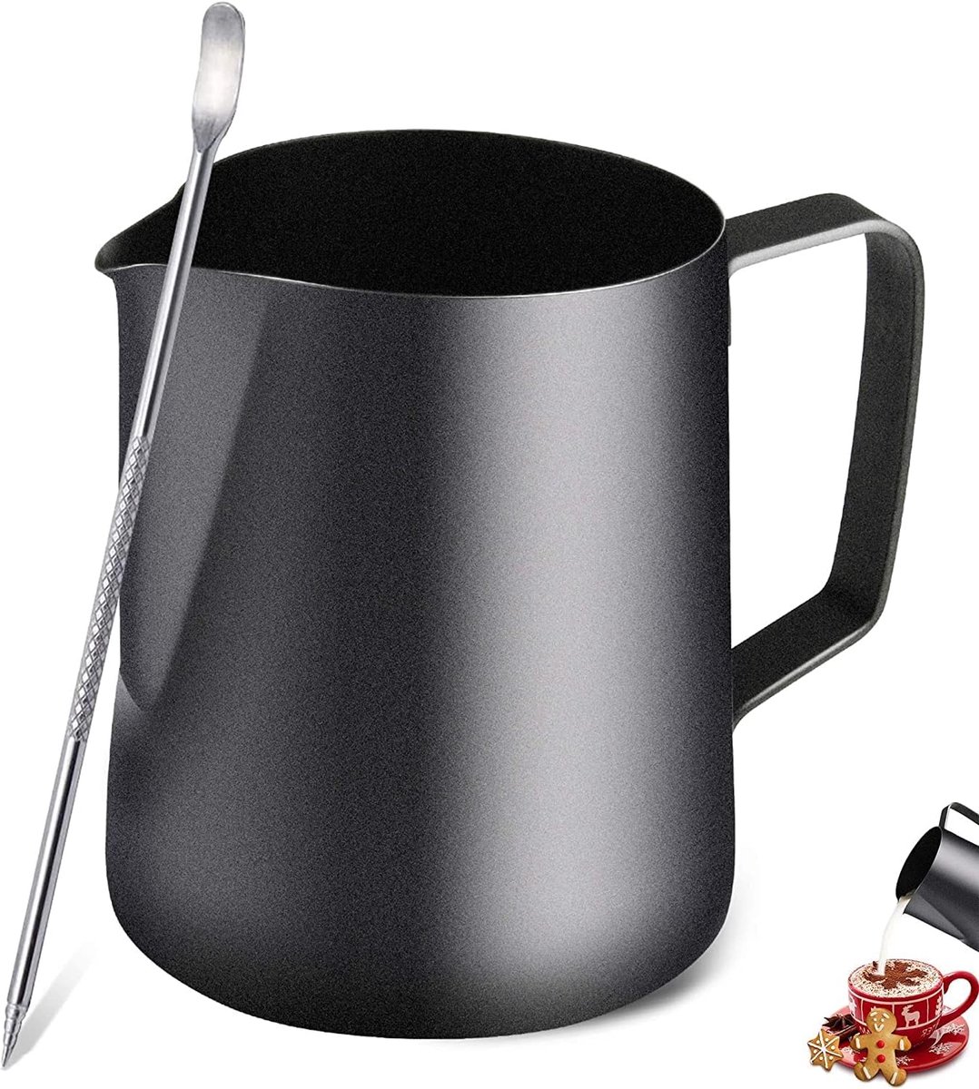 Roestvrijstalen melkkan, voor latte art, melkkan, 350 ml