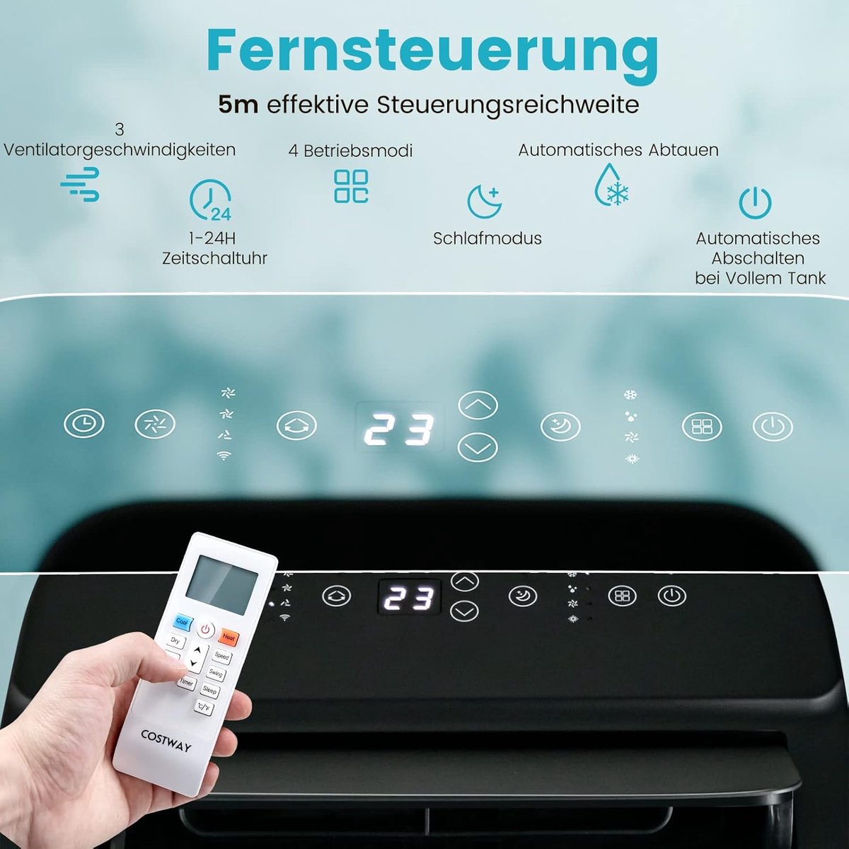 COSTWAY Mobiele Airco met Verwarming, 12.000 BTU, Wifi, Afstandsbediening, 120 m³, Energieklasse A thumbnail 4