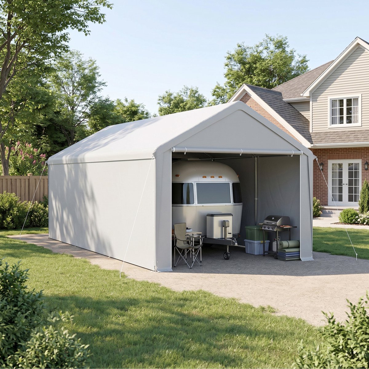 ACXIN Zeltgarage - Carport Tent - Weerbestendige Garage - PE Zeil & Stalen Frame - 3x6m - Grijs