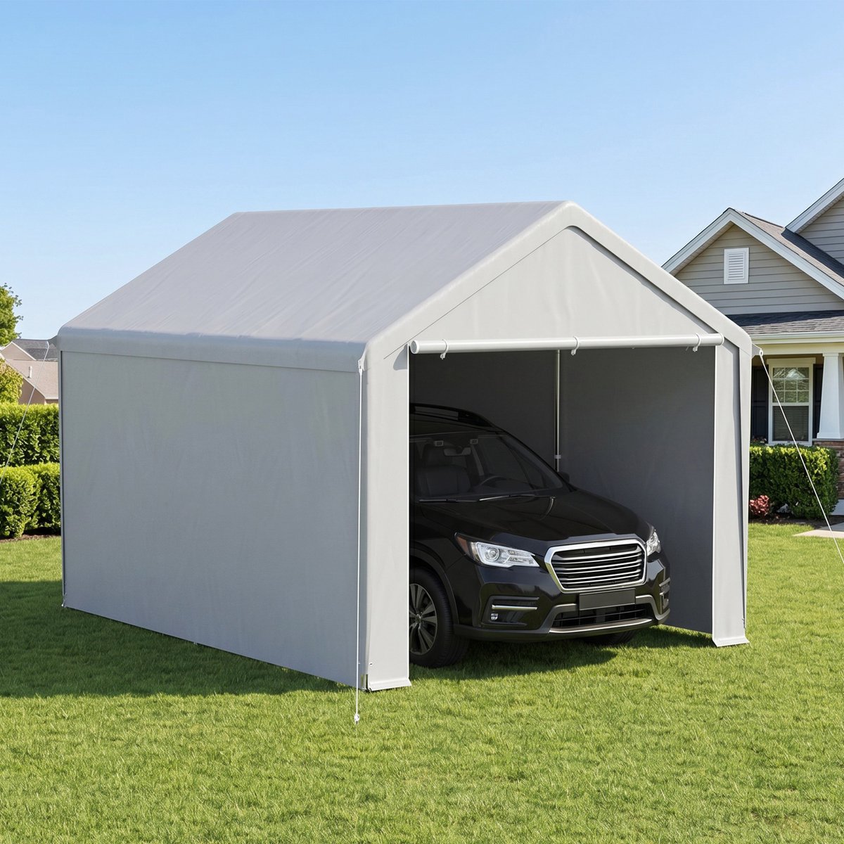 ACXIN Zeltgarage - Carport Tent - Weerbestendige Garage - PE Zeil & Stalen Frame - 3x4m - Grijs