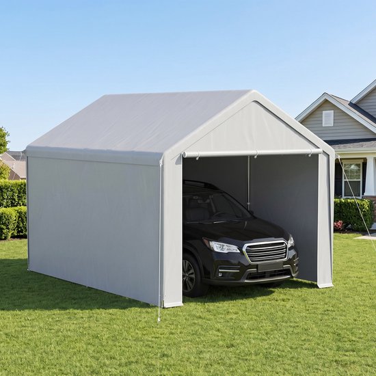 ACXIN Zeltgarage - Carport Tent - Weerbestendige Garage - PE Zeil & Stalen Frame - 3x4m - Grijs