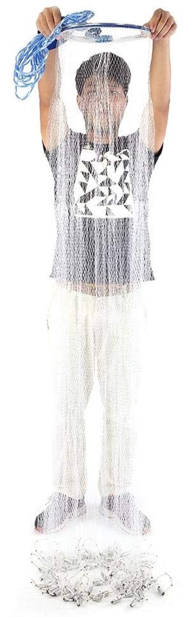 Dailygoods - Dailygoody - Rete da Pesca - Vissersnet voor Handgebruik - 8m Nylon Koord - Ideaal voor Sportvissers - 2,4m Uitbreidbaar - Handmatig Vissen
