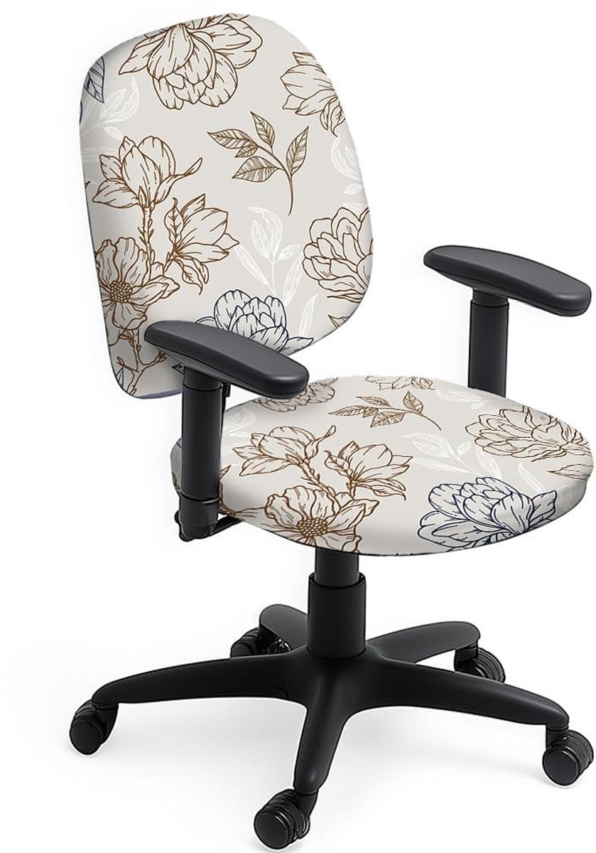 Dailygoods - 2-Delige Set Bloemenpatroon Bureaustoelhoezen met Stretch
