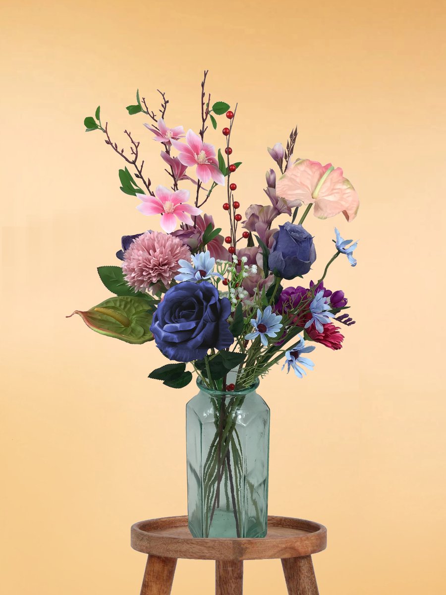 The Bloomistic® – Zijden Boeket – 70-80 cm hoog – Kunstbloemen – 14 stelen – moederdag – nepbloemen – housewarming cadeau – decoratie – decoratie woonkamer