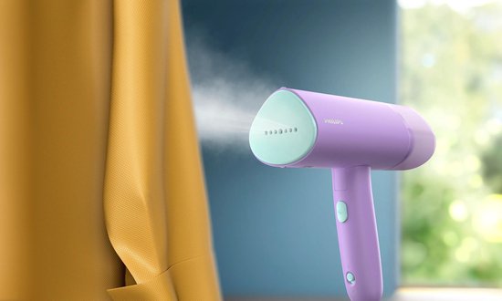 Philips Kledingstomer STH3010/30 - Opvouwbaar en Compacte Handstomer - Snel Warm – Lang Snoer - 1000 Watt - Incl Reistas - Paars