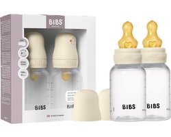 BIBS babyfles 150 ml natuurlijk latexrubber speen verpakking 2 stuks - Anti-koliek, BPA-vrij, ronde speen, langzame stroom , licht gewicht en makkelijk te reinigen, geschikt voor pasgeboren baby's 0+ jaar - Ivory