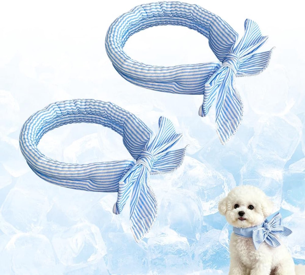 2x Koelband Hond - 100*5cm - Herbruikbaar Hondenkoelbandana - Cooling Bandana Hond - IJsbandana - Koelhalsband - - Hondenhalsband - Verkoeling Hond - Hitteberoerte voorkomen -Zomer - Voor katten, kleine, middelgrote en grote honden - Blauw