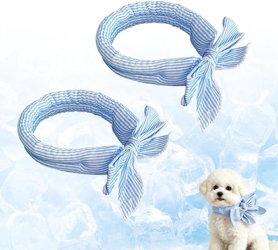 2x Koelband Hond - 100*5cm - Herbruikbaar Hondenkoelbandana - Cooling Bandana Hond - IJsbandana - Koelhalsband - - Hondenhalsband - Verkoeling Hond - Hitteberoerte voorkomen -Zomer - Voor katten, kleine, middelgrote en grote honden - Blauw
