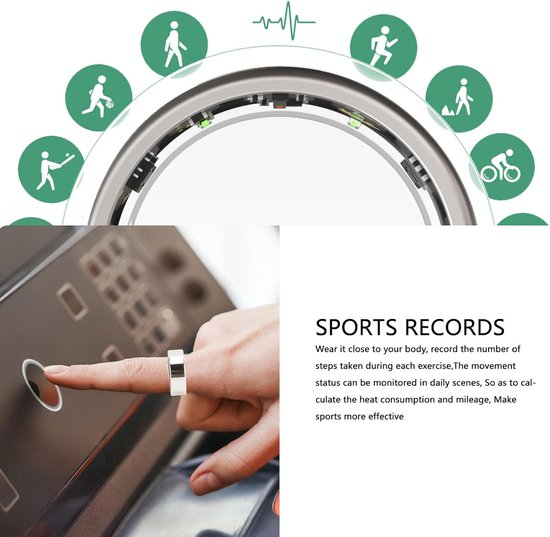 Smart Ring - Slimme - Slaapmonitoring Hartslag en Bloeddruk - Connectiviteit van Smart++) — afbeelding 5