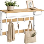 Wandkapstok - met hoedenplank - 65 cm - natuur-wit