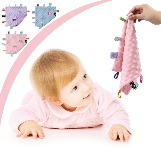 Dailygoods - Dailygoody - Knuffeldeken - Zacht knuffeldoekje - Sensorisch troostdekentje - Paars - Baby knuffeldoek - Uitstekend voor babyshowers - 24,5 x 24, van Dailygoods — afbeelding 4