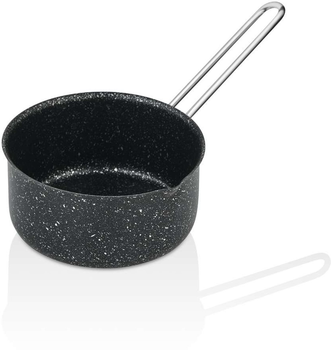 Polochef HSU-114 - 14 cm Granieten Melkpan & Sauspan – Zwart – Inductie Geschikt – Mini Kookpan met Anti-aanbaklaag