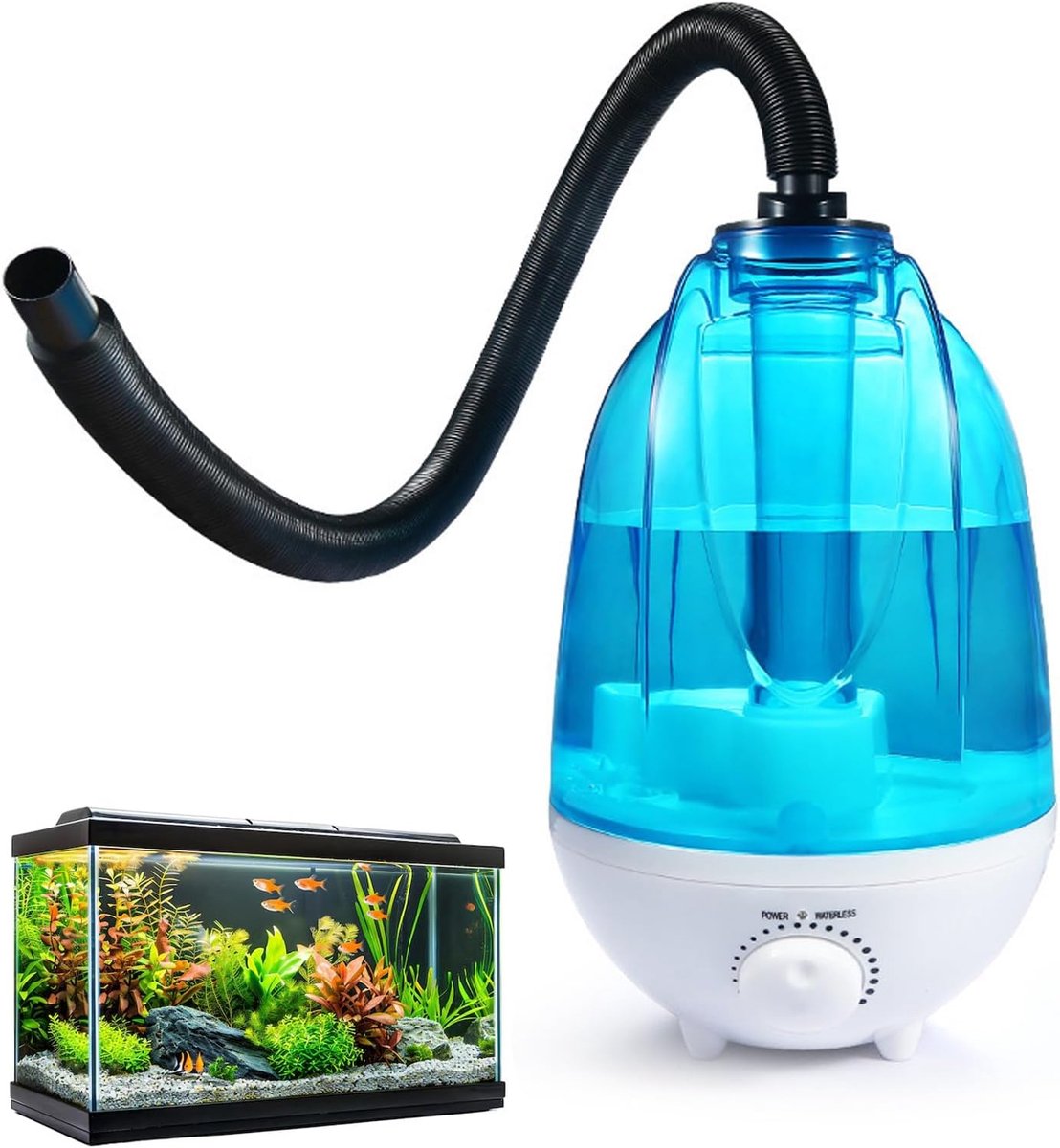 Terrarium Luchtbevochtiger - Reptielen Fogger 4L - Luchtbevochtiger Terrarium met Verstelbare Slang - Ultrasone Koudnevel Vaporizer voor Slangen, Hagedissen & Kikkers - Stille Terrarium Bevochtiger met 7 Kleuren Nachtlicht - 300ml/u