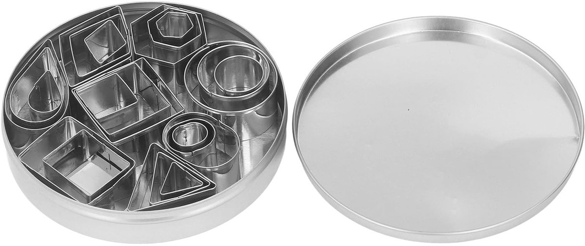 Dailygoods - Dailygoody - 24 Stuks Koekjesvormers - Geometrische Vormen - Roestvrij Staal - Bakvormen voor Snacks - Doe-het-zelf Eten - Geschikt voor Taarten - Kle...
