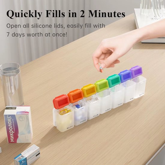 Zirkle DailyDose Pro - Magnetische Pillendoos 7 Dagen - Week Pillendoos met Losse Dagdoosjes - Medicijndoos Organizer voor Medicijnen, Vitamines en Supplementen - Reis Pillendoos - Transparant met kaki Deksels