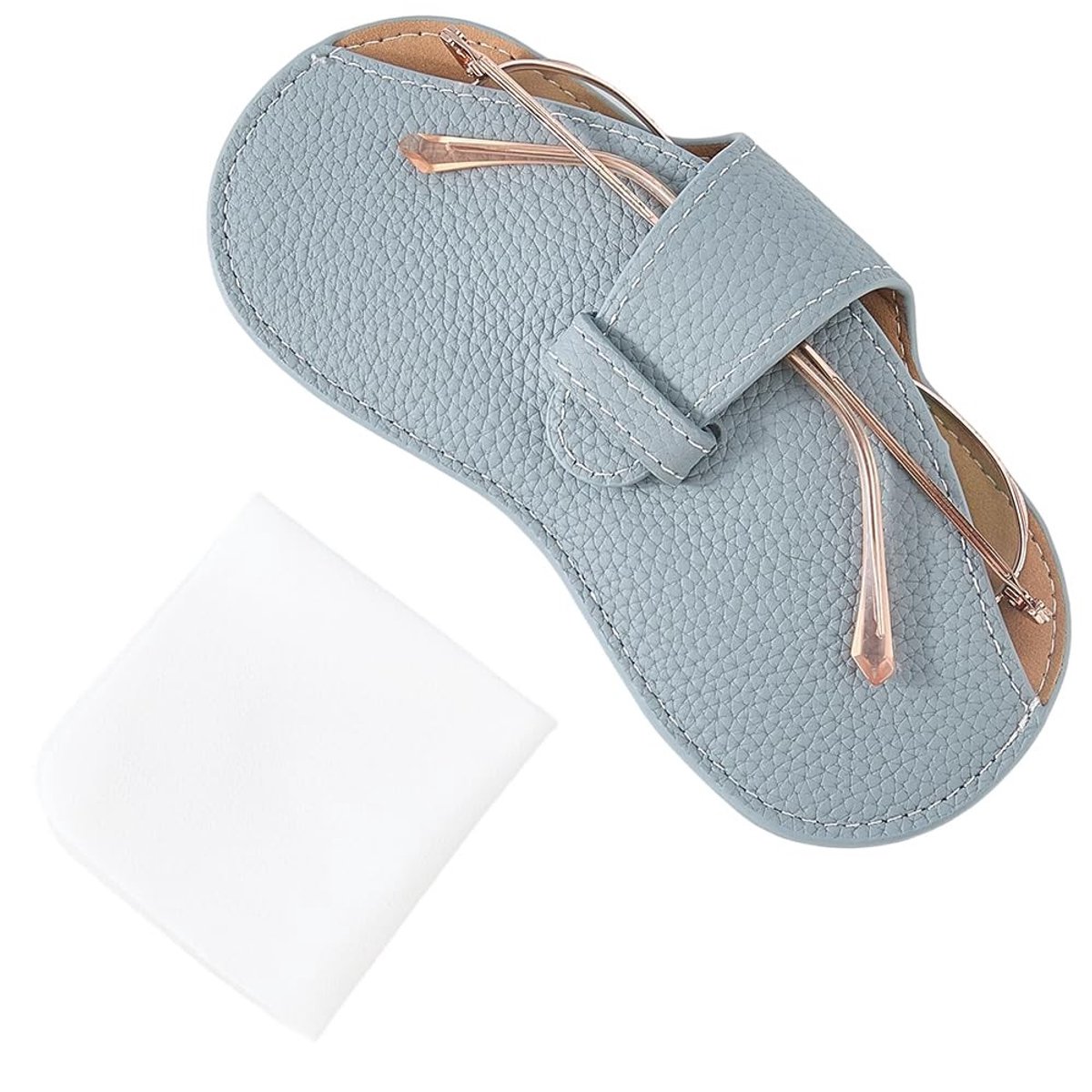 Dailygoods - Slanke Rundlederen Brillenkoker met Reiningsdoekje