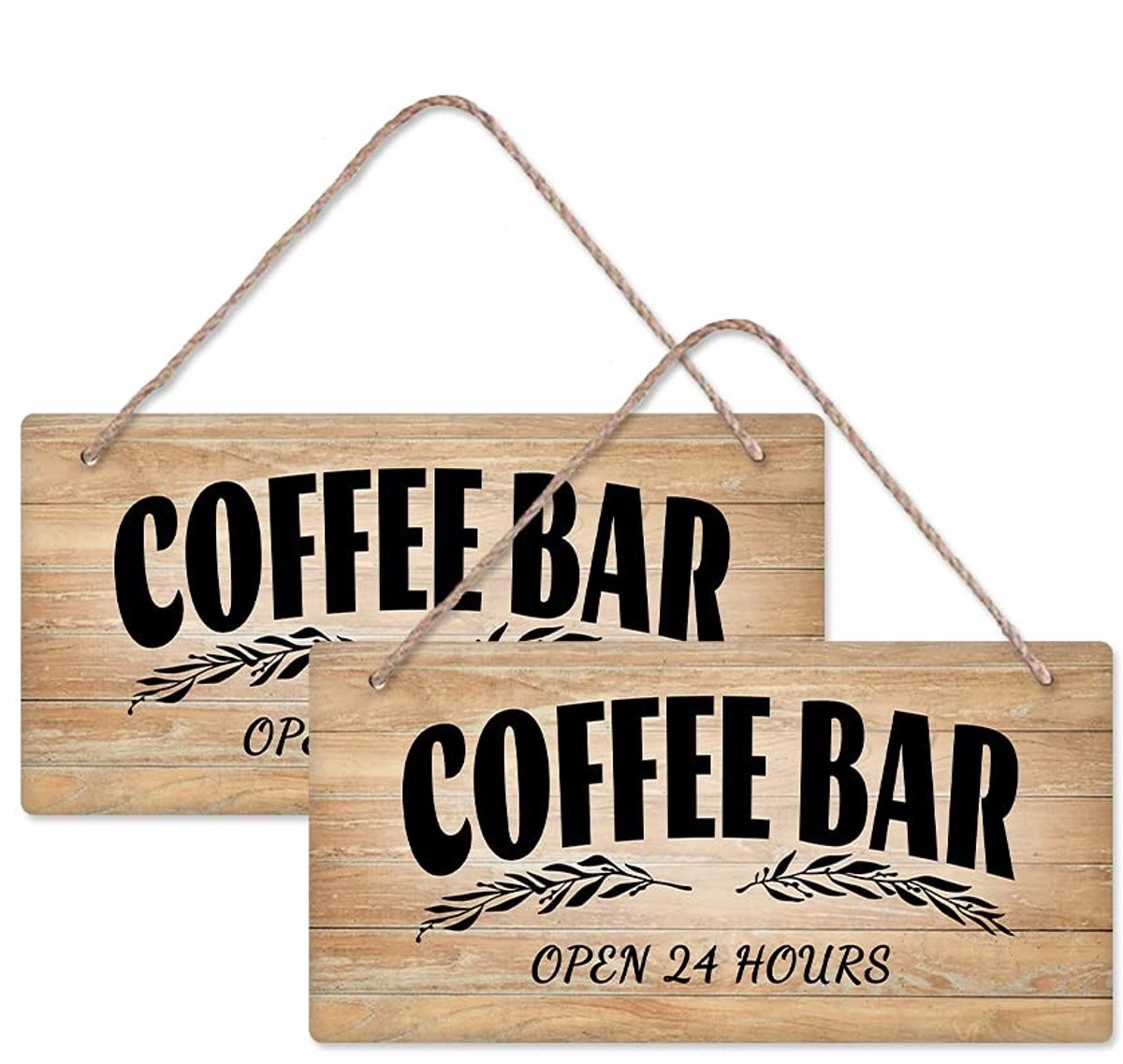 Dailygoods - Dailygoody - Koffiebar Decoratie - Hangende Plaque - Houten Wanddecoratie - 15x30cm - Muur Art - Warmte en Sfeer - Geschikt voor Koffiebar
