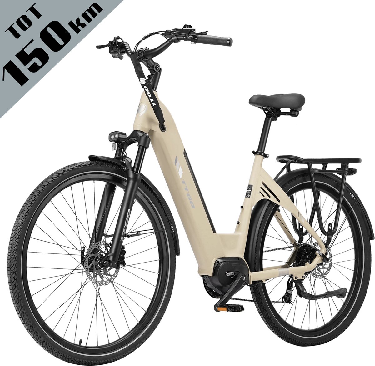 TTGO C7 SE Elektrische Fiets – 36V 18Ah Lithium Accu – Actieradius tot 150 km – Middenmotor – 28×2.0 inch Banden – Hydraulische Schijfremmen – Shimano 9 Versnellingen – Verende Voorvork met Lock-out – Elektrische Stadsfiets – Zandgeel