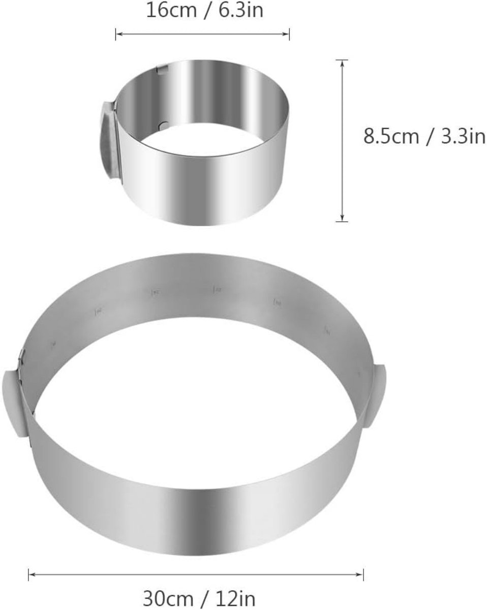 TOVBMUP Bakvormen - Taartring - Krumble Bakring - Springvorm - Diameter verstelbaar van 16 tot 30 cm diameter - RVS - Zilver – foto 2