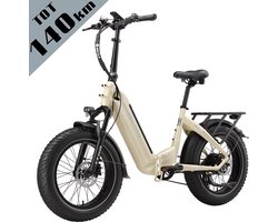 TTGO F6 Bost Opvouwbare Elektrische Fiets – 864Wh Lithium Accu – Actieradius tot 140 km – Hydraulische Schijfremmen – 20×4.0 inch Fatbike Banden–Aluminium Frame –Verende Voorvork met Lock-out –Shimano 7 Versnellingen –Elektrische Stadsfiets– Parelwit