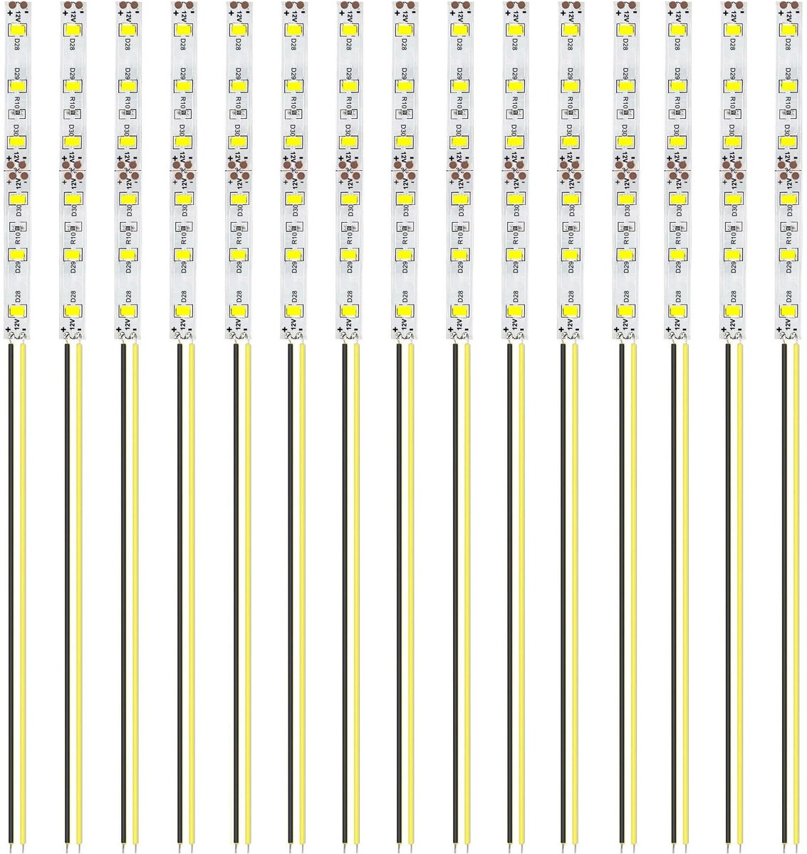 Dailygoods - 15 Stuks 100 mm LED Strips met Voorbedraad, Geel