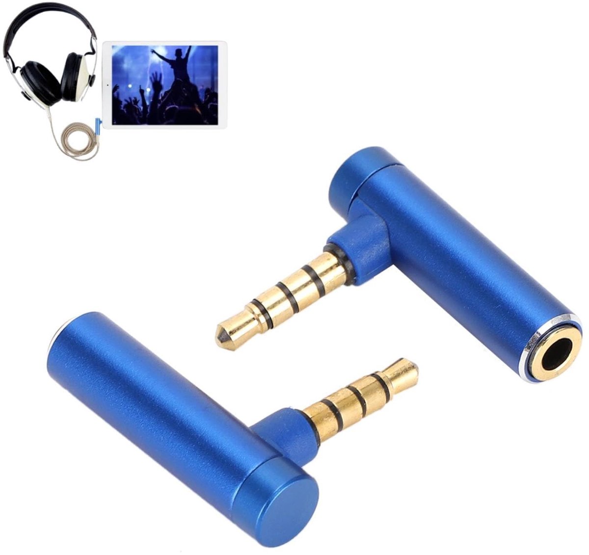 Dailygoods - 3,5 mm Hoek Audioadapter 90 Graden voor Hoofdtelefoon en Luidsprekers