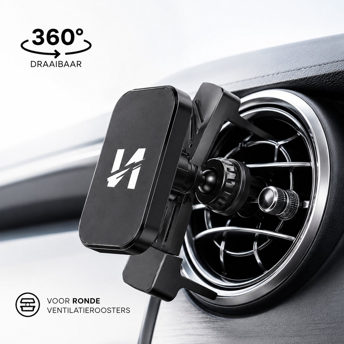 Nezr® Telefoonhouders auto - Geschikt voor Mercedes, Audi, Mini Cooper en meer - Gsm houder auto - Magnetisch - Telefoonhouder voor ronde ventilatierooster - Mercedes accessoires - Universeel - 360 graden rotatie