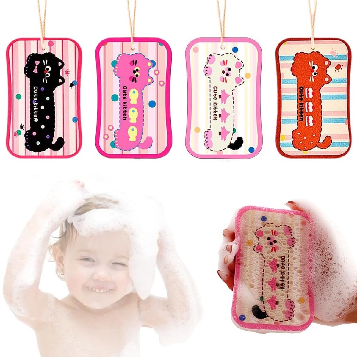Dailygoods - Set van 4 Hydrofiele Konjac-sponsen voor Babyverzorging