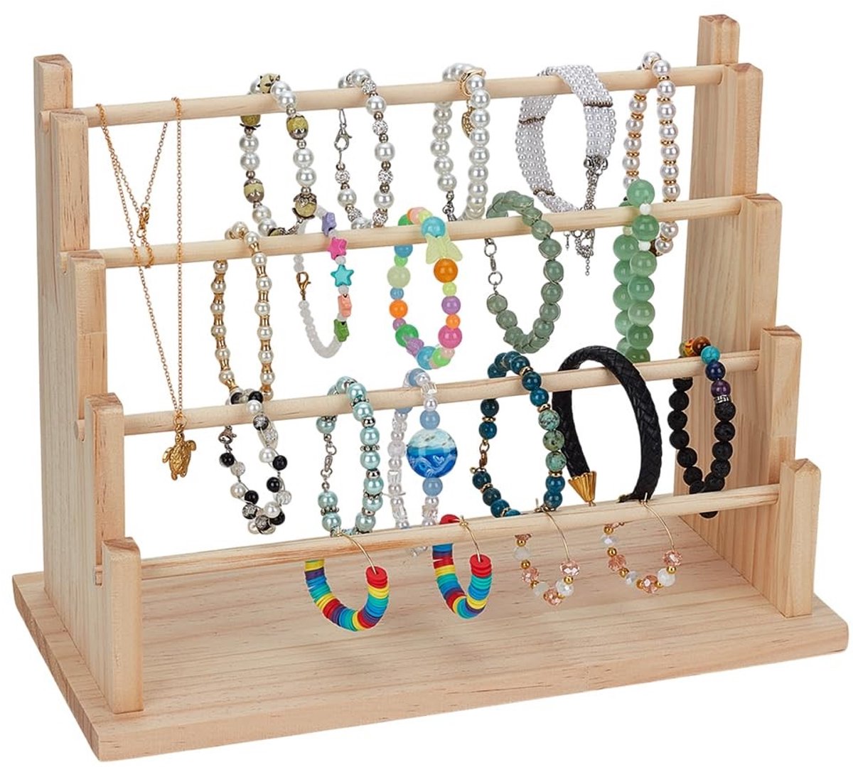 Dailygoods - Houten Armband Display Stand met 4 Niveau's