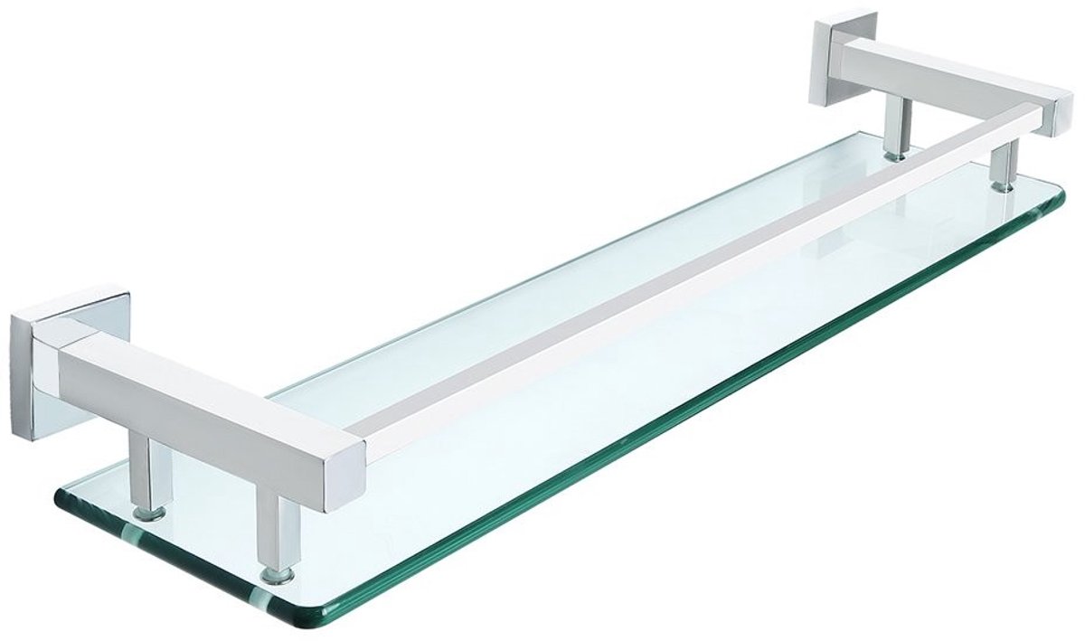 Dailygoods - Innovra - Cosensi - Dailygoody - Gehard Glazen Plank Badkamer Plank - Wandmontage - 50 cm Formaat - Roestvrij Staal - Gepolijste Afwerking - Voor Volwassenen