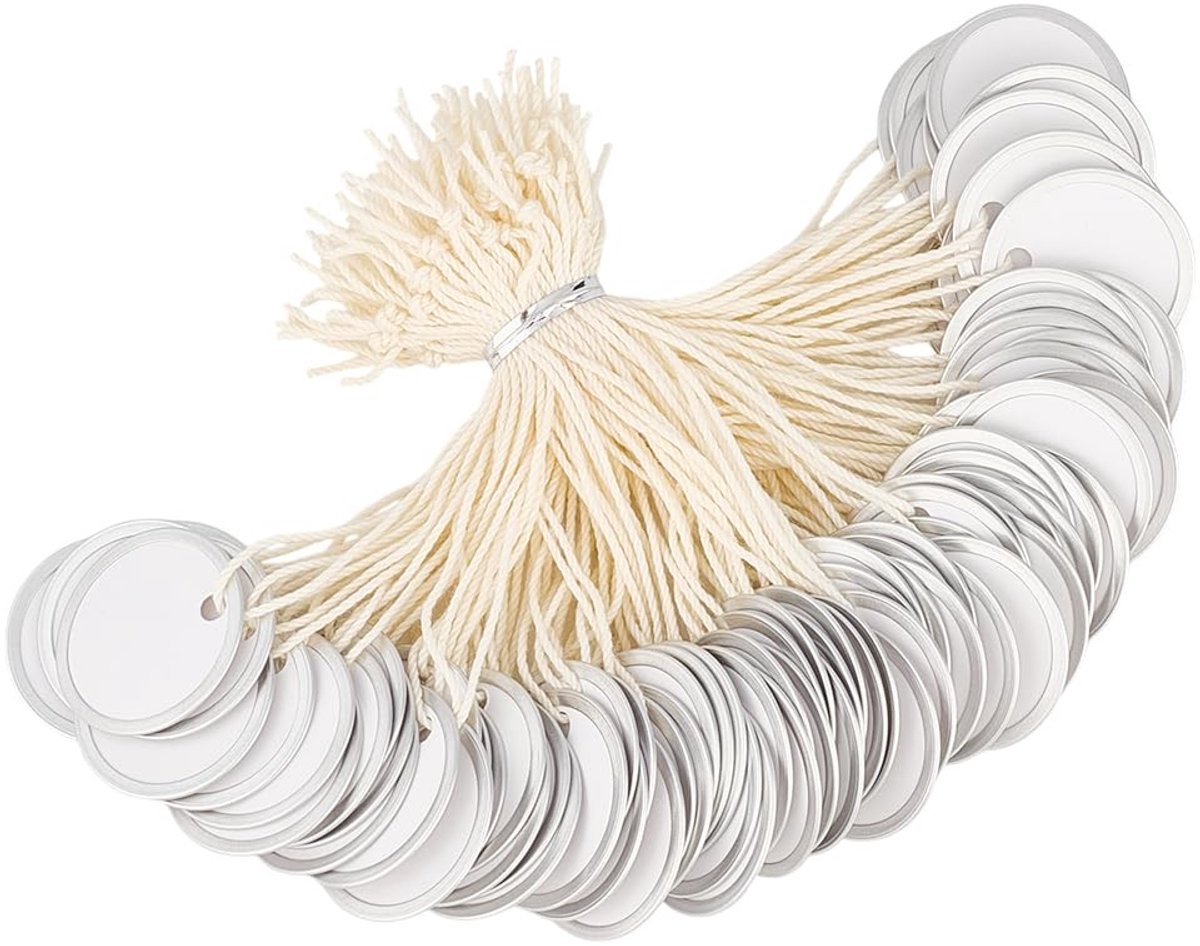 Dailygoods - 100 Stuks Ronde Witte Prijslabels met Koord voor Creatieve Toepassingen