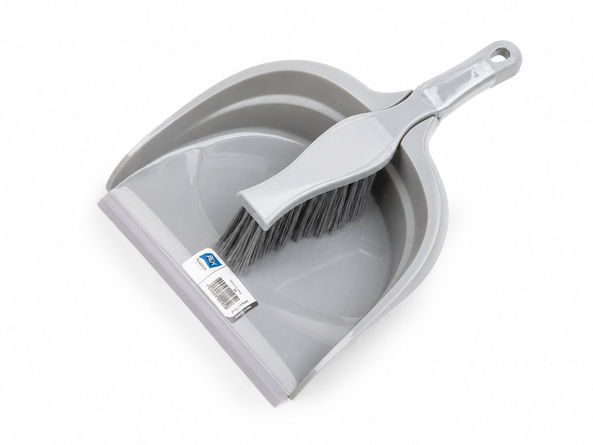 Dustpan & Brush Set - Grey Cleaning Brush and Dustpan - Household Cleaning Tool