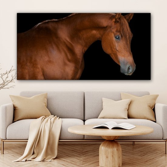 Tableau Toile Cheval - Oeil - Marron - 160x80 cm - Décoration murale