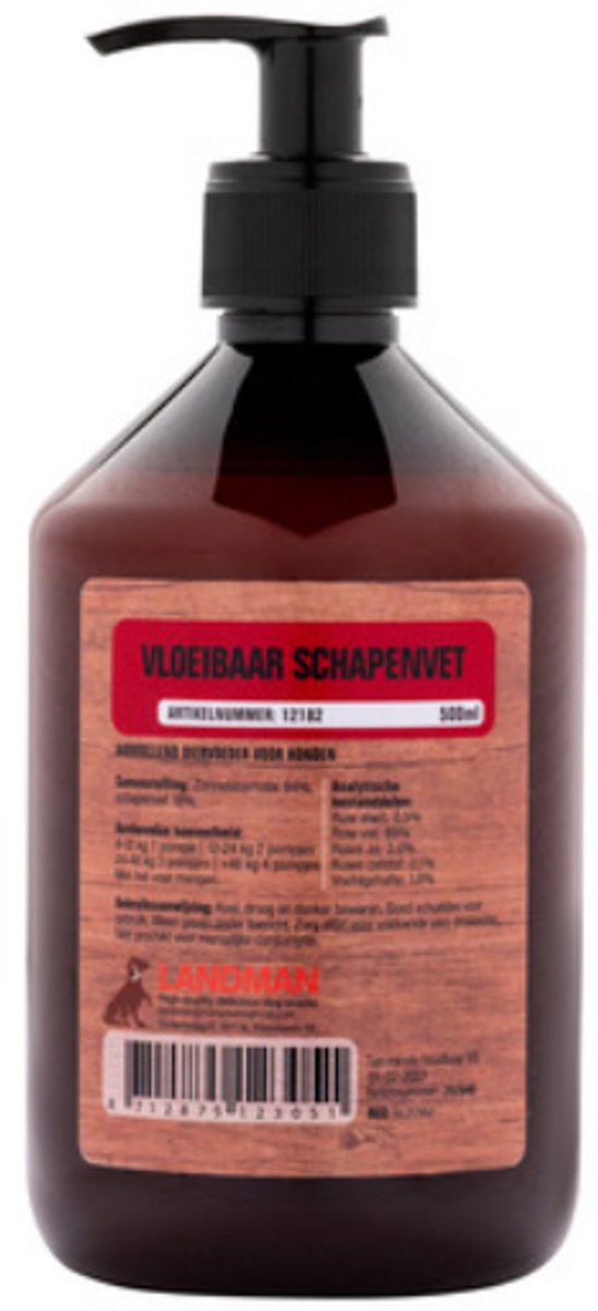 Kyra's Hondensnacks Vloeibaar Schapenvet (500ml) - Supplementen Hond - Voor een glanzende Vacht, extra Energie & gezonde Spijsvertering