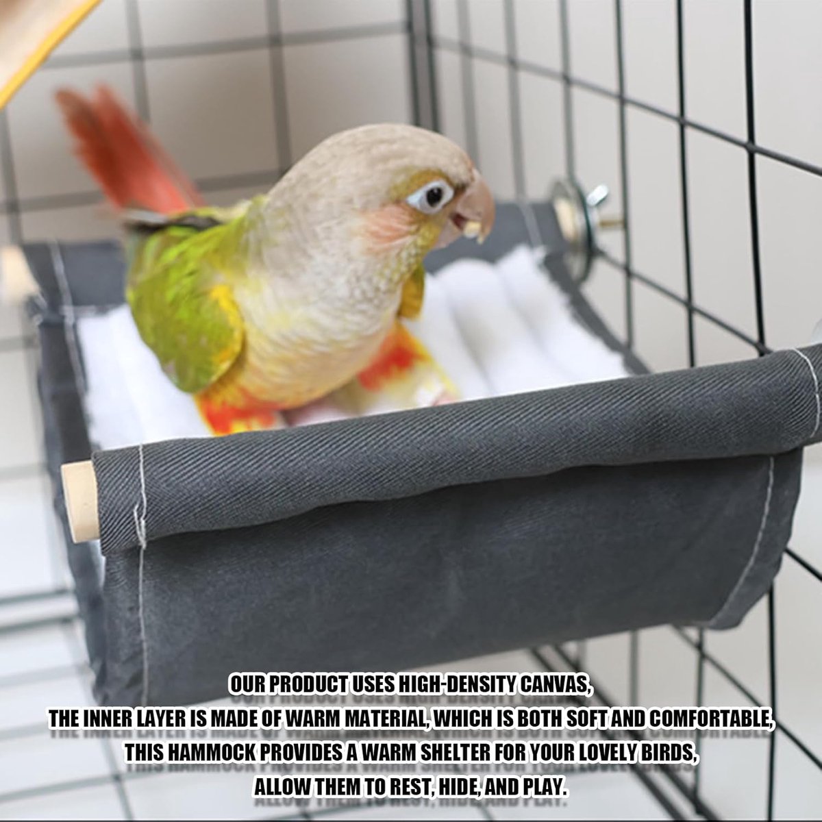 VHV - Vogelhuisje - Hangmat voor vogelkooi en slaapnest - Zacht schuilplekje als vogelspeelgoed - 23x15x2 cm - Voor parkiet, papegaai en kanarie - L thumbnail 4