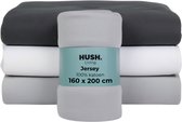 HUSH Living - Hoeslaken jersey 160x200+30cm - 100% katoen - 160 grms - kreukvrij & strijkvrij - rekbaar - lekker warm - lichtgrijs