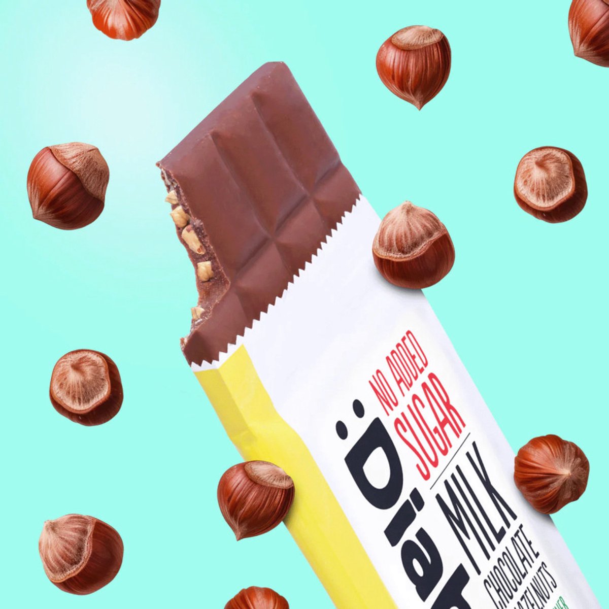 Melkchocolade met hazelnoten Diablo (zonder toegevoegde suiker, met stevia), 75 g