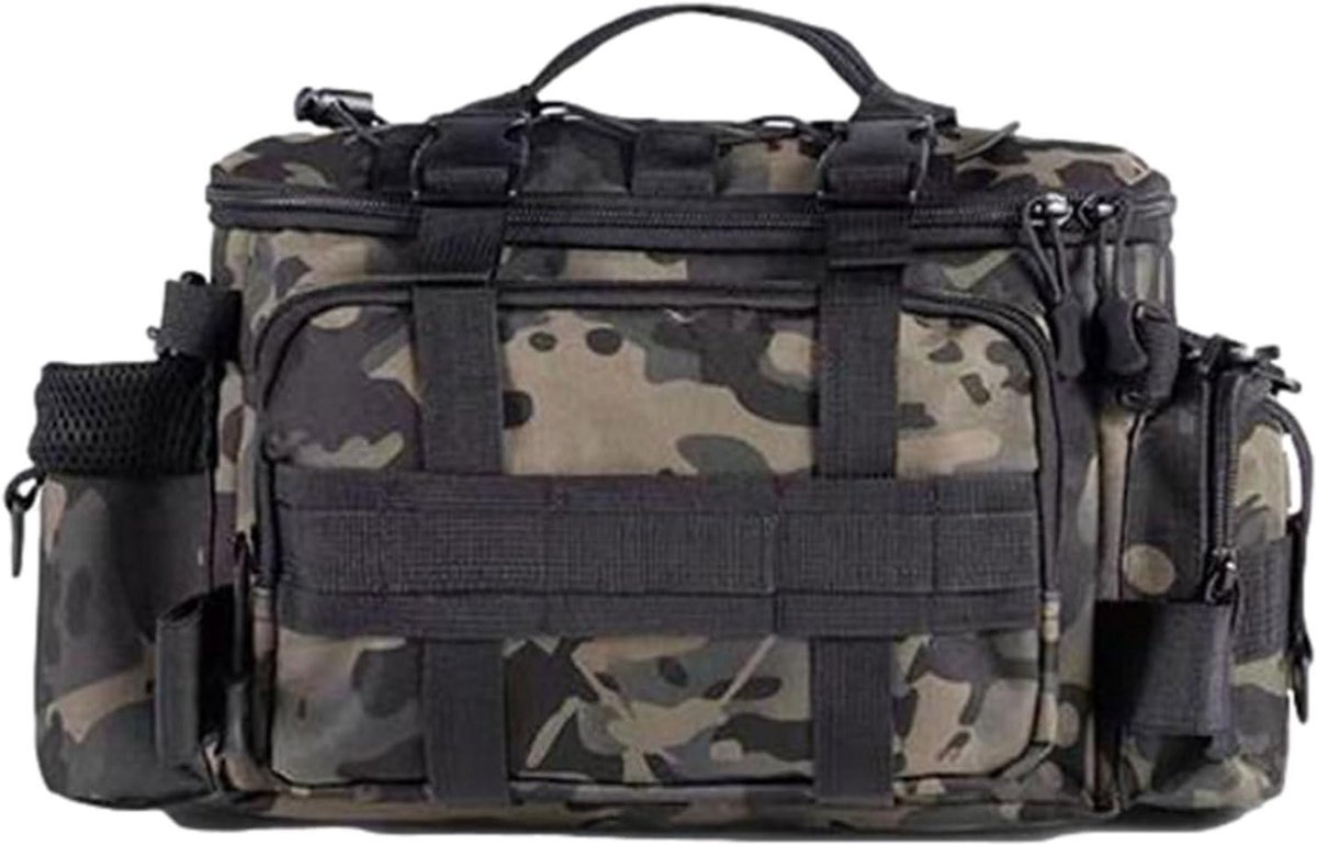 VHV - Opbergtas voor visspullen en visaccessoires - Camouflage draagtas met ruime vakken - Voor vissen, wandelen en outdoor - Draagbaar