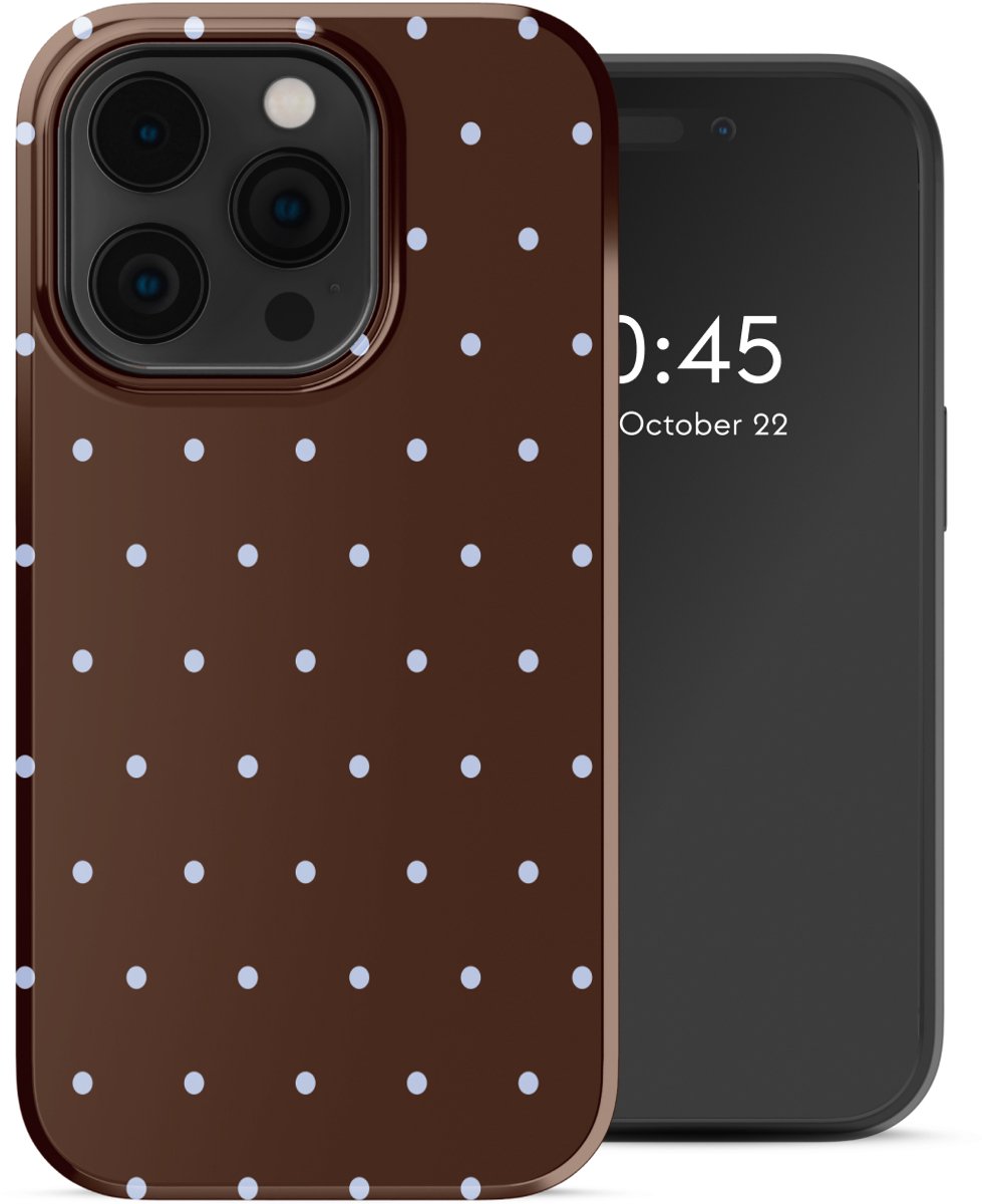 Selencia Hoesje - Geschikt voor Apple iPhone 14 Pro - Backcover - Happy Dots Chocolate