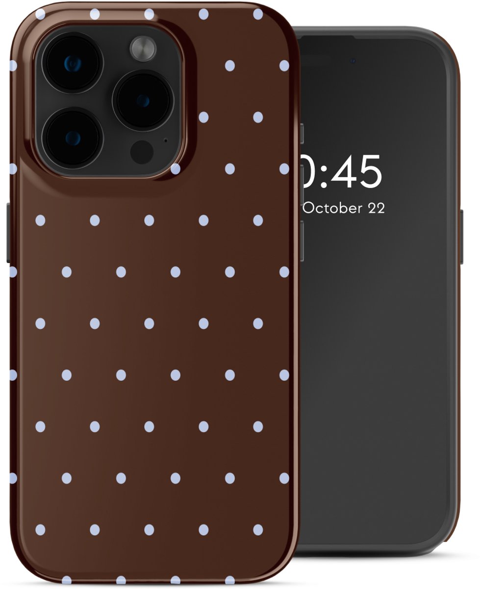 Selencia Hoesje - Geschikt voor Apple iPhone 15 Pro - Backcover - Happy Dots Chocolate