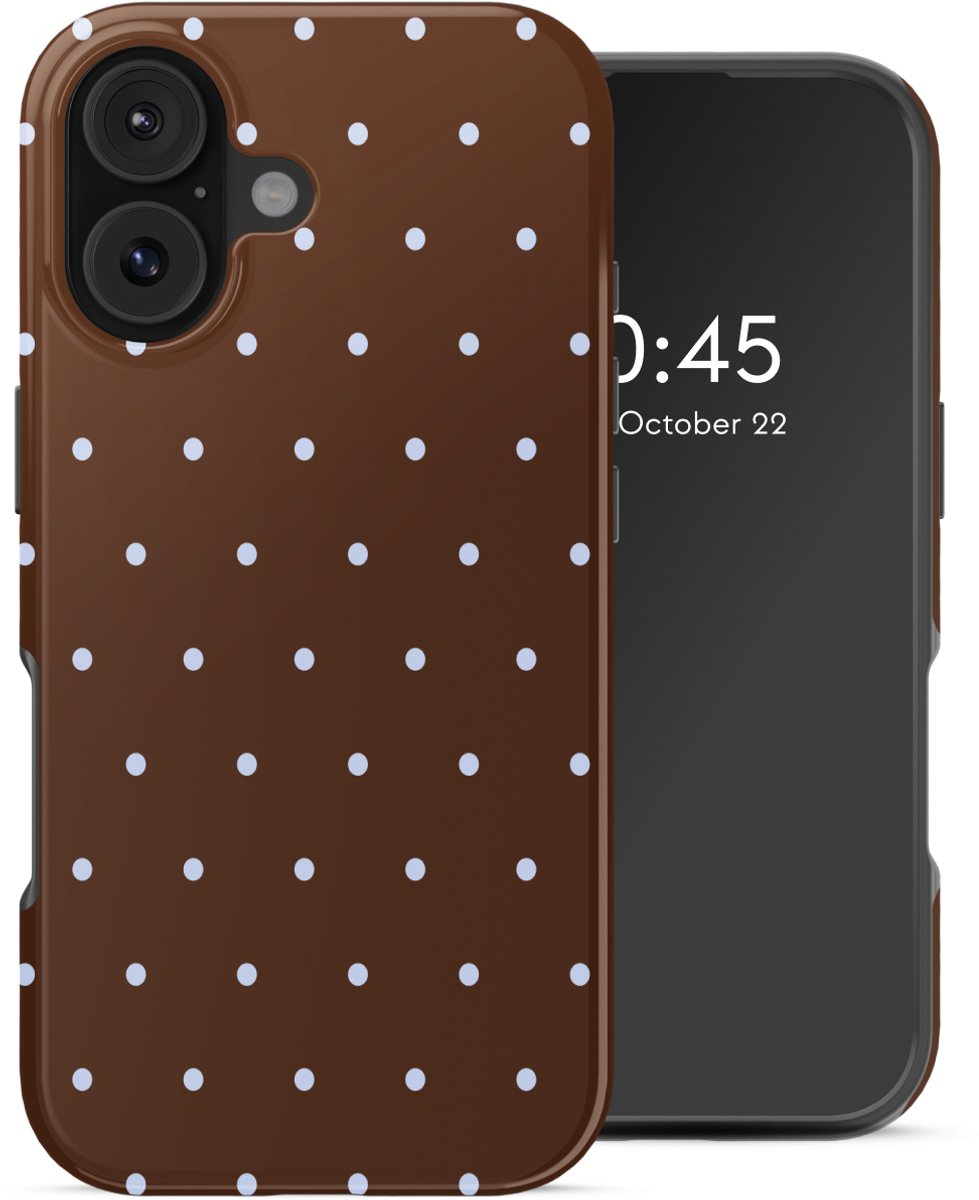 Selencia Hoesje - Geschikt voor Apple iPhone 17 - Backcover - Happy Dots Chocolate