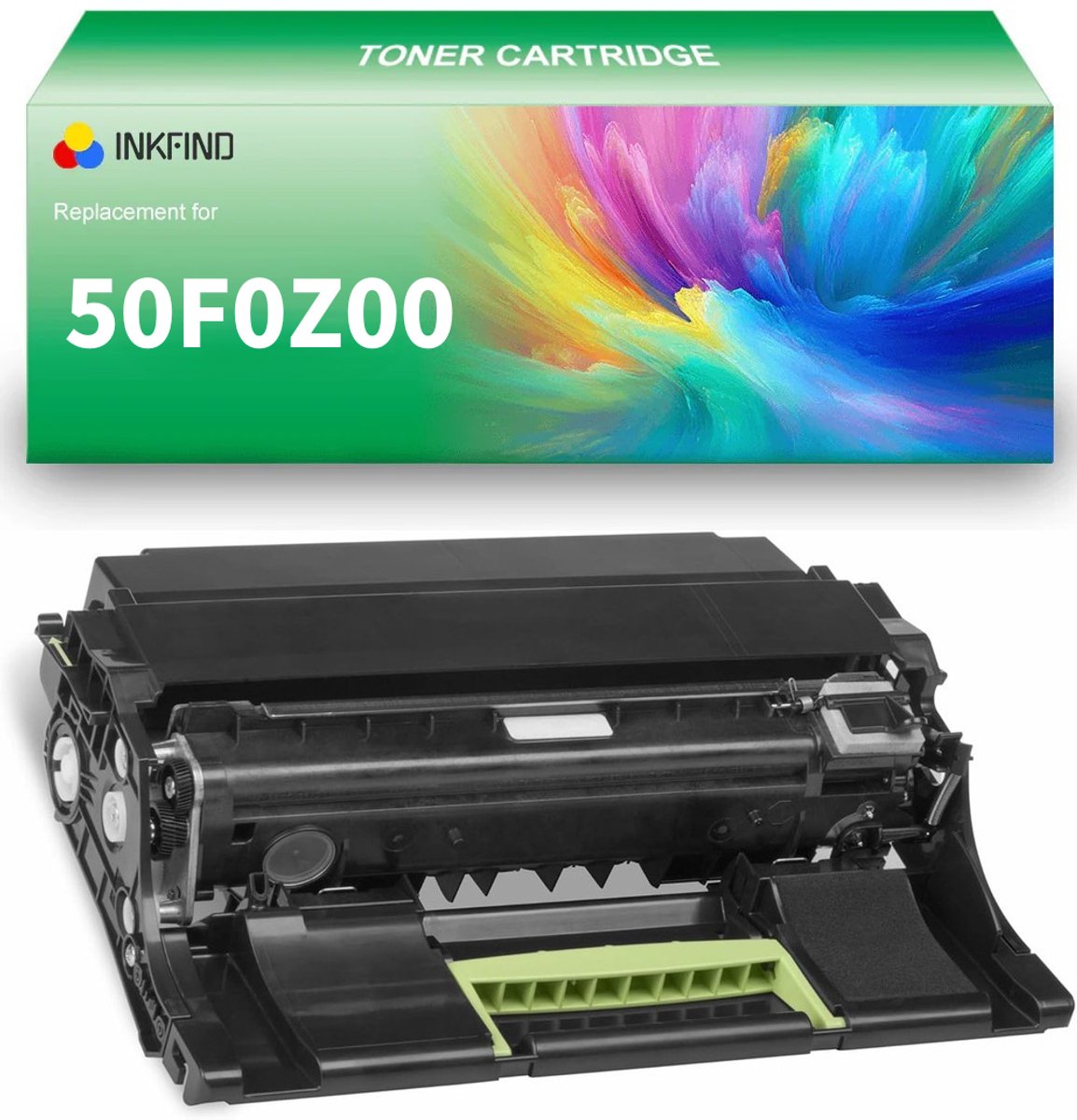 INKFIND 50F0Z00 drum unit (geen toner cartridge) van 1 stuk Geschikt voor Lexmark 50F0Z00 1 Pack- Zwart