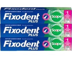 Fixodent Scope Plus - Hechtende Kunstgebitlijm - Sterk, Fris, 3-pack, 57 g