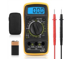 Digitale Multimeter - AC/DC Spanningsmeter - Inclusief Meetpennen - Inclusief 9V Batterij - LCD Display
