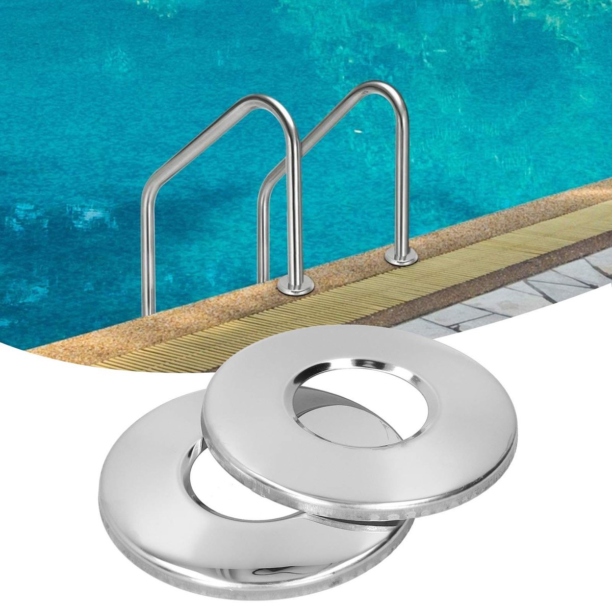 Dailygoods - Cosensi - Dailygoods - Set van 2 Roestvrijstalen Leuningplaten voor Zwembad of Spa